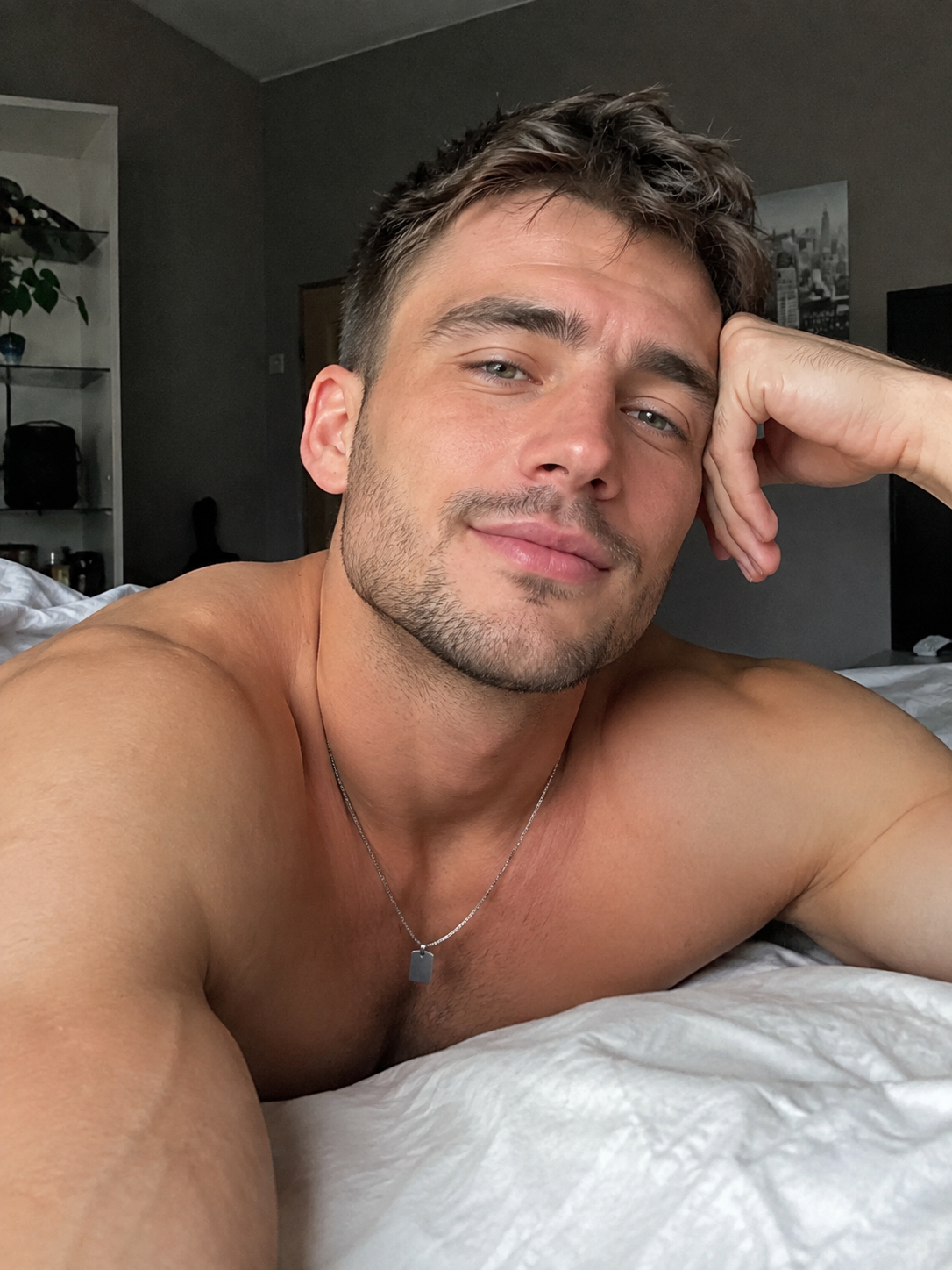 Adult man relaxing at home
